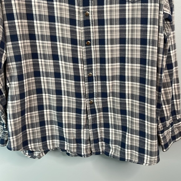 Wind River Mens Plaid Brushed Cotton Snap Shirt Blues Greys Classic Fit Size XL - Picture 4 of 12